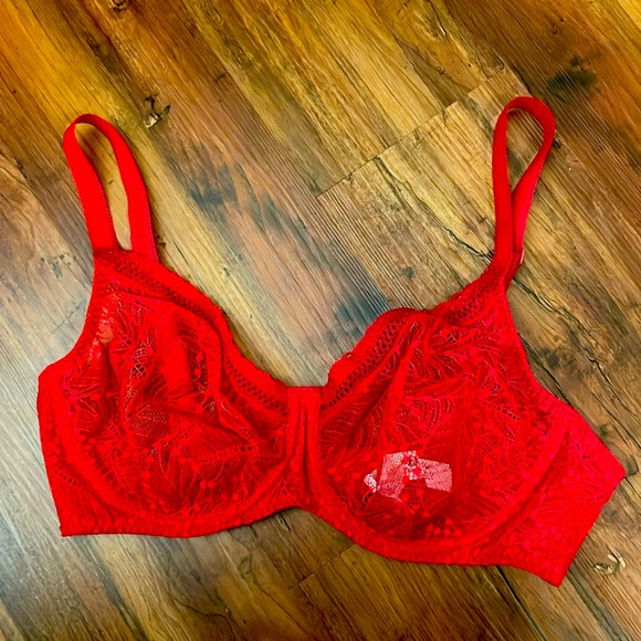 Simone Perele Vibrant Red Lace Bra - Picture 2 of 7